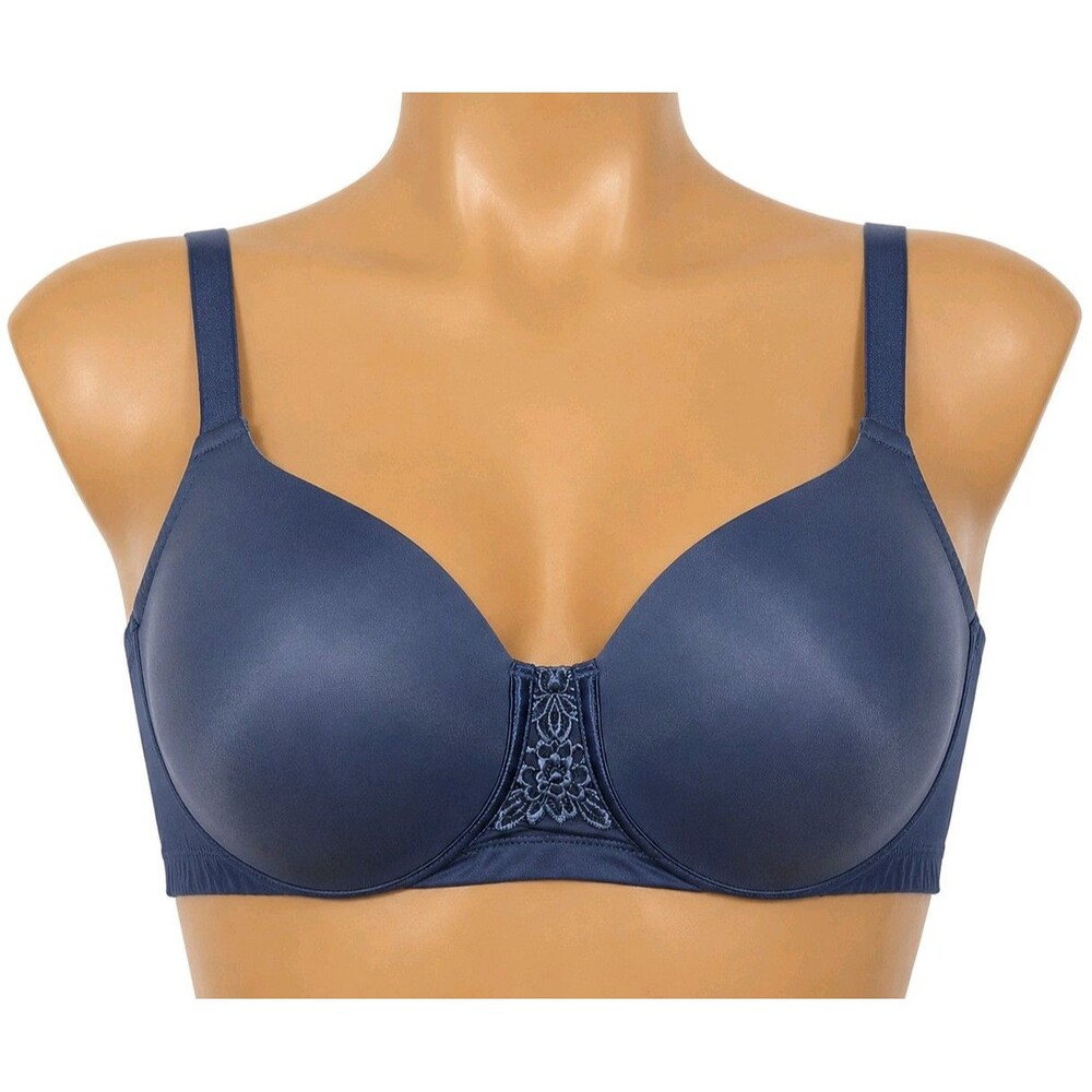42C Vanity Fair Beauty Back Smoothing T-Shirt Bra Blue Wirefree Full Coverage